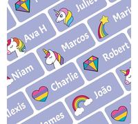 Ogelz Personalized Name Labels for Kids Custom Stcikers Washable for Clothes No-Iron Size 1.2”X0.5” Waterproof Self-Adhesive Labels for Daycare Toddlers School Kids Stuff Parents (Uni-Purple)