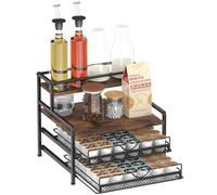 OGEMXU Coffee Syrup Rack Organizer,3 Tier Coffee Bar Organizer with 72 K Cup Storage, Coffee Cup Organizer Countertop for Storing Syrup, Wine, Coffee Capsules -Rustic Brown