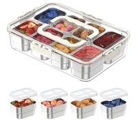 OGEMXU Snackle Box Container, Stainless Steel Snackle Box with Lid Handle | Divided 8 Separate Compartments, Portable Snack Platters Keeps Fruit, Veggies,Candy Sorted,Ideal for Travel Party Picnic