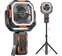 OGERY F21 Camping Fan with Stand, 20000mAh Rechargeable Battery Powered Standing Fan, LED Lanterns for Power Outages, Strong Wind, Fast Charging for Tent, Travel, Bedroom, Camping Essentials