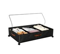Ogetok Under Bed Storage with Wheels, 50L Underbed Organizer Containers with Clear Lid, Under Bed Metal Drawers Rolling Bins for Clothes Shoes Blankets, Black