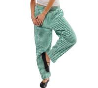 Ogfao Women's Plaid Pant Gingham Lounge Pants Wide Leg Mid Rise Elastic Waist Checkered Long Trousers with Pockets, Green, Large