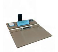 Oggettando Desk Set in Faux Leather PU Taupe, 5 in 1 Organiser with Smartphone Holder, Pen Holder, Card Holder, Card Holder, Knight Pers, Desk Pad for Office, Home (ACR. Light Blue)