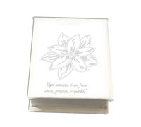 oggettando Faux Leather Place Card Holder with Engraving Events, Wedding Favors, Birth, Wedding, Baptism, Communion, Confirmation, Anniversaries, Birthdays Graduation Useful Gifts (Flower)