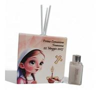 OGGETTANDO, Perfumer White Faux Leather Communion Crucifix, Small Prince Favors Battes, Communion, Confirmation Useful Gifts, Orig, Econ Personalised (11 x 11, Communion Girl)