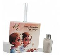 OGGETTANDO, Perfumer White Faux Leather Communion Crucifix, Small Prince Favors Battes, Communion, Confirmation Useful Gifts, Orig, Econ Personalised (11 x 11, Communion Children)