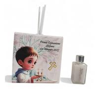 OGGETTANDO, Perfumer White Faux Leather Communion Tree, Small Prince Wedding Favors Baptism, Communion, Confirmation Useful Gifts, Origin,Econom Personalised (11 x 11 cm, Baby Tree Pers.)