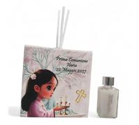 OGGETTANDO, Perfumer White Faux Leather Communion Tree, Small Prince Wedding Favors Baptism, Communion, Confirmation Useful Gifts, Origin, Econom Personalised (11 x 11 cm, Girl Tree Pers.)