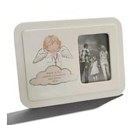 oggettando Table Photo Frame with Baptism Communion Print in Gift Box for Birth, Baptism, Communion, Confirmation (Angel 563S, 21.5 x 16.5 cm (int. 7.5 x 10.5 cm))