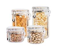 Oggi 4-Piece Acrylic Canister Set with Airtight Lids and Acrylic Spoons-Set Includes 1 Each 28oz, 38oz, 59oz, 72oz