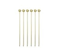 OGGI Stainless Steel Cocktail Picks, Set of 6 Reusable 4.25" Martini Picks with Ball Ends, Metal Cocktail Skewers for Olives, Cherries, Garnishes & Appetizers, Gold