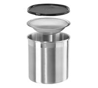 Oggi Stainless Steel Jumbo Grease Container with Removable Strainer and Snug Lid. Perfect container for fryer oil bacon drippings lard and ghee oil.