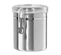 OGGI Stainless Steel Kitchen Canister 52 fl oz - Airtight Clamp Lid, Clear See-Thru Top - Ideal for Kitchen Storage, Food Storage, Pantry Storage. Large Size 5" x 6".