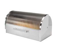 Oggi Stainless Steel Roll Top Bread Box with Tempered Glass Lid