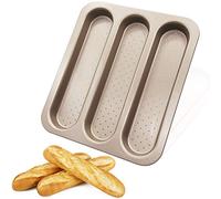 OGIBRIDI Baguette Baking Tray Non-Stick Baguette Bread Mould Pan Oblong Bread Tin Perforated French Stick Loaf Pans Baguette Bread Baking Tin Tools Carbon Steel