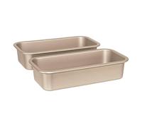 OGIBRIDI Bread Toast Mold Non-Stick Loaf Tin Rectangular Toast Bread Baking Mould Sandwich Loaf Bread Pan Oven Tray for Baking Carbon Steel Champagne Gold 11.89x5.98x2.72in 2-Piece Set