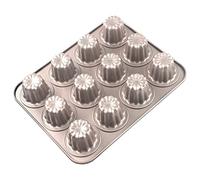 OGIBRIDI Caneles Mould Mini Cake Tins for Baking Cannele Mould Bordelaise Bakeware Non-Stick French Pastry Mold Muffin Tin Panna Cotta Moulds for Cannelé Cupcake Jelly Carbon Steel 12 Cavity