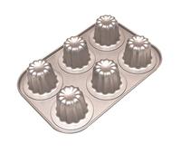 OGIBRIDI Caneles Mould Mini Cake Tins for Baking Cannele Mould Bordelaise Bakeware Non-Stick French Pastry Mold Muffin Tin Panna Cotta Moulds for Cannelé Cupcake Jelly Carbon Steel 6 Cavity