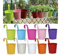 OGIMA 10 x Metal Iron Flower Pot Vase Hanging Balcony Garden Planter Home Decor