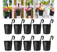 OGIMA 10pcs Hanging Flower Pots, Metal Iron Wall Planter Indoor/Outdoor for Railing Fence Balcony Garden Home Decoration with Detachable Hooks