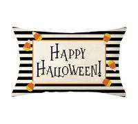 Ogiselestyle Happy Halloween Candy Corn Throw Pillow Covers, 12 x 20 Inch Halloween Stripe Holiday Cushion Case for Sofa Couch