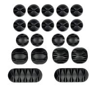 OGJYRF 20pcs Cable Clips Holders, Black, Up to 6mm, Desktop Cord Holder, Charging Cord Cable Management for Home, Office, Car and Desk