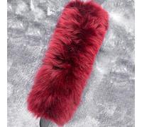 OGLAND 13.4inch Big Plush Fluffy Wool Sheepskin Seat Belt Covers, Seatbelt Pads for Pacemaker Adults Kids Women Universal Car Cushions,2 Pack Dark Red