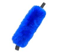 OGLAND 13.4inch Large Fluffy Sheepskin Seat Belt Covers, Fuzzy Wool Seatbelt Pads for Pacemaker Adults Kids Women Universal Car Cushions,1 Pack Blue
