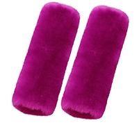 OGLAND 2 Pack Automotive Authentic Sheepskin Car Seat Belt Pads, Soft Shoulder Pad, Neck Cushion Protector, Genuine Natural Merino Wool (F-Pink)