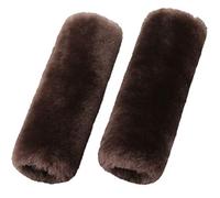 OGLAND 2 Pack Car Seat Belt Cover Cushion, Fluffy Soft Sheepskin Auto Should Seat Belt Pads, Neck Protector for Women Adults Baby Kids Pet (Teak)