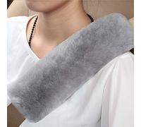 OGLAND Authentic Sheepskin Car Seat Belt Pad,2 Pack Soft Seat Belt Cover for Shoulder Pad Neck Cushion Protector Car Accessories by Genuine Natural Merino Wool (Misty Gray)
