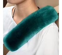 OGLAND Genuine Sheepskin Soft Fuzzy Car Seat Belt Pad,2 Pack Fluffy Seat Belt Cover for Shoulder Pad Neck Cushion Protector Car Accessories (Alpine Green)