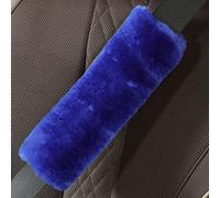 OGLAND Genuine Sheepskin Soft Fuzzy Car Seat Belt Pad Cushion,2 Pack Fluffy Seat Belt Cover for Shoulder Pad Neck Cushion Protector Car Accessories (Blue)