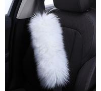 OGLAND Plush Long Wool Sheepskin Seat Belt Covers, Fluffy Seatbelt Pads Covers for Pacemaker Adults Kids Women Universal Car Cushions,1 Pack Wolf Tipped