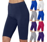 oglccg Yoga Leggings Cycling Shorts High Waist Super Stretchy Tummy Control Shaping Shorts Solid Color Summer Leggings for Women UK Three Part Pants Half Shorts 3/4 Shorts Sports Pants #01 Blue