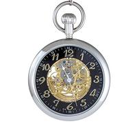Ogle 3ATM Waterproof Vintage Stainless Steel Large Face Silver Black Fob Self Winding Automatic Skeleton Mechanical Pocket Watch