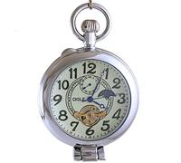 OGLE Waterproof Magnifier Phases Moon Chain Fob Self Winding Automatic Skeleton Half Hunters Mechanical Pocket Watch