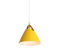 OGLFGLNY Macaron Metal Pendant Lamp | Nordic Creative 1-Head Hanging Light | Personalized Chandelier with E27 Base for Bedside, Bar, Kitchen Island & Dining Table(Yellow)