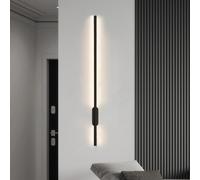 OGLFGLNY Modern Minimalist LED Linear Wall Sconce, 3000K Bar Black Long Strip Indoor Wall Mounted Lamp, Contemporary Nordic Gold Bathroom Vanity Lighting for Living Room,Gold-80CM (Black 80CM)