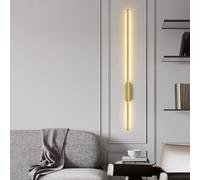 OGLFGLNY Modern Minimalist LED Linear Wall Sconce, 3000K Bar Black Long Strip Indoor Wall Mounted Lamp, Contemporary Nordic Gold Bathroom Vanity Lighting for Living Room,Gold-80CM (Black 80CM)