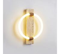 OGLFGLNY Retro Natural Travertine Wall Lamp, LED Light Source 10 W Round Acrylic Lampshade Wall Light, Simple Bedroom Bedside Background Wall Sconce, for Bedroom Living Room Study Room Wall Mounted L