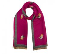 OgLuxe Womens Super Soft Robin Scarf | Cashmere Blend Winter Long Cosy | Ladies Wrap For Cold Evenings | Large Soft Warm Bird Print Winter Shawls (Cerise)