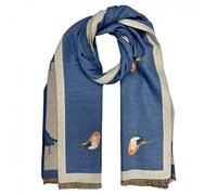 OgLuxe Womens Super Soft Robin Scarf | Cashmere Blend Winter Long Cosy | Ladies Wrap For Cold Evenings | Large Soft Warm Bird Print Winter Shawls (Blue)
