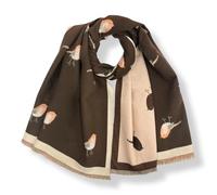 OgLuxe Womens Super Soft Robin Scarf | Cashmere Blend Winter Long Cosy | Ladies Wrap For Cold Evenings | Large Soft Warm Bird Print Winter Shawls (Brown)