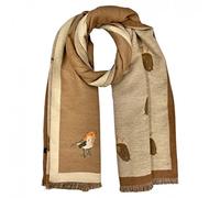 OgLuxe Womens Super Soft Robin Scarf | Cashmere Blend Winter Long Cosy | Ladies Wrap For Cold Evenings | Large Soft Warm Bird Print Winter Shawls (Beige)