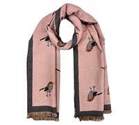 OgLuxe Womens Super Soft Robin Scarf | Cashmere Blend Winter Long Cosy | Ladies Wrap For Cold Evenings | Large Soft Warm Bird Print Winter Shawls (Pink)