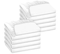 OGMBI 10 Pack Bedding Single Fitted Sheets Bulk, 100 x 190 cm White Bed Sheet with 30cm Deep Pocket, Soft & Breathable Brushed Microfiber Fabric Bed Sheet for School Dormitory Home Hotel Hospital