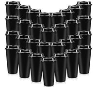 OGMBI 30 Pack Reusable Coffee Cups with Lids, 450ml Plastic Travel Mugs Bulk for Hot Cold Drinks, Leak-Proof Plastic Tumbler, to Go Coffee Cups for Birthday Juices Beach Hen Party