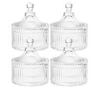 OGMBI 4 Pcs Glass Candy Jars with Lids, 300 ml Tent Shaped Crystal Glass Candy Dish, Vintage Buffet Storage Container, Decorative Sugar Bowl Cookie Jar Biscuit Barrel for Home Kitchen Office