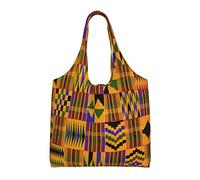 OGNOT african weaving print Canvas Tote Bags,reusable Shoulder Bag,Pocket by Shoulder Tote Bags for Women Shopping, Black, One Size